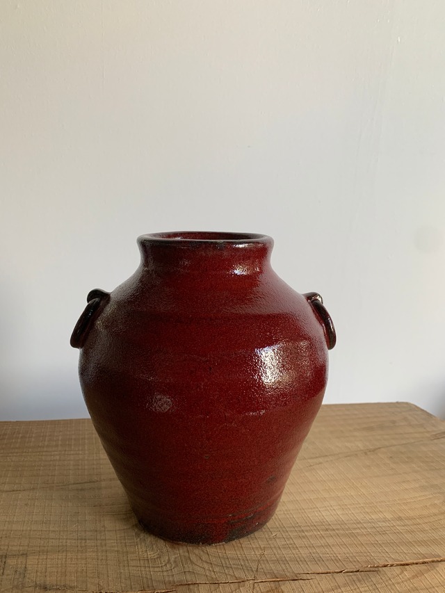 Vintage pottery deepな赤い花瓶