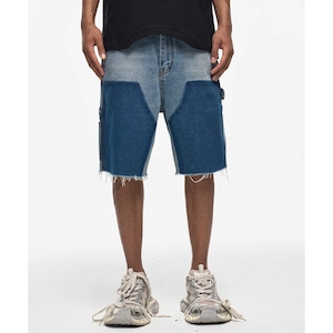 【DRIP5223】D/B Two Tone Stitching Denim Shorts