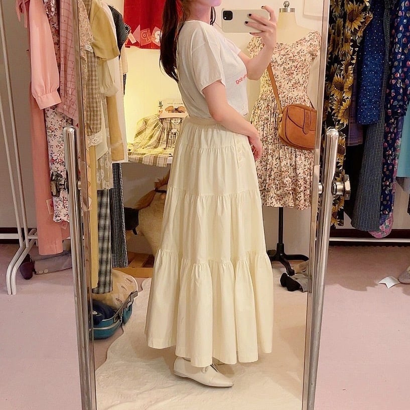 INGEBORG / ecru tiered skirt