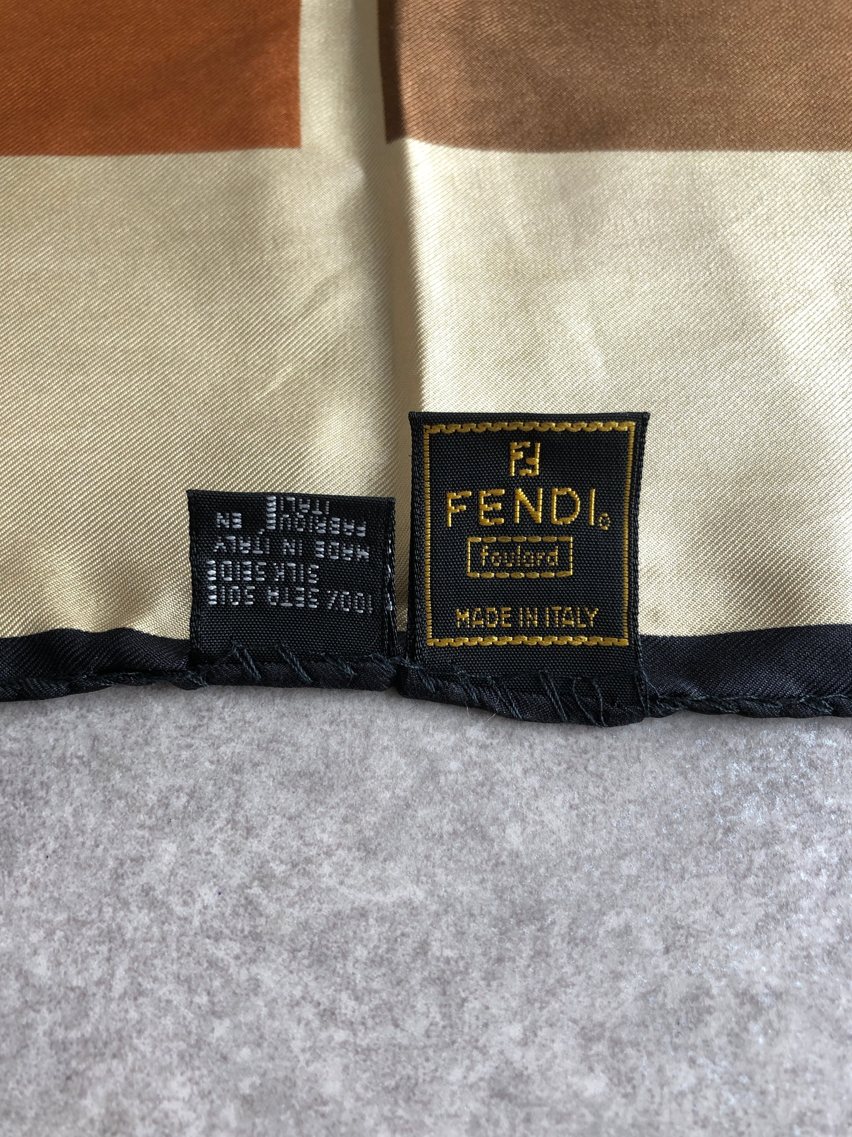 FENDI フェンディ スカーフ ブラウン FFモチーフ シルク vintage