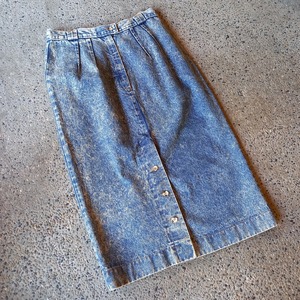 アメリカ製 ケミカルウォッシュ デニムロングスカート used [111038]