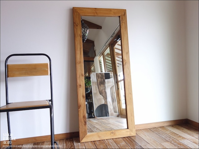 オールドチーク総無垢 ミラー140cm L/A06 姿見 鏡 全身鏡 古材 全身用 手作り ナチュラル レトロ 世界三大銘木 60 x 140cm