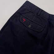 PAPAS パパス ツータック スラックスパンツ XL/ネイビー/コットン