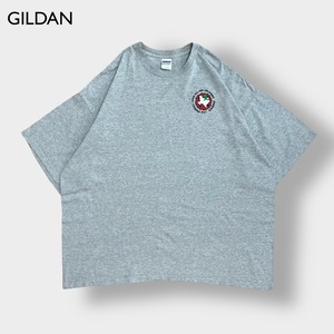 【GILDAN】消防アカデミー 3XL ビッグサイズ ワンポイント 刺繍ロゴ Tシャツ バックプリント グレー citizens fire academy 半袖 us古着