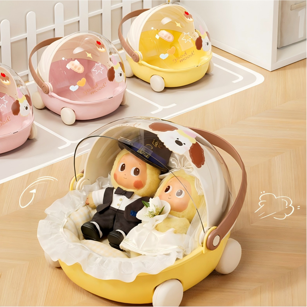 10-15cm ぬいぐるみ用 カート式 収納バスケット PC素材 透明