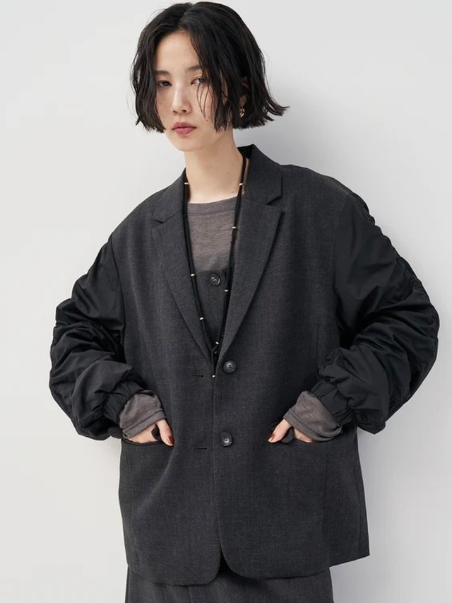 袖MA-1ドッキングジャケット｜チャコールグレー｜CHIGNON