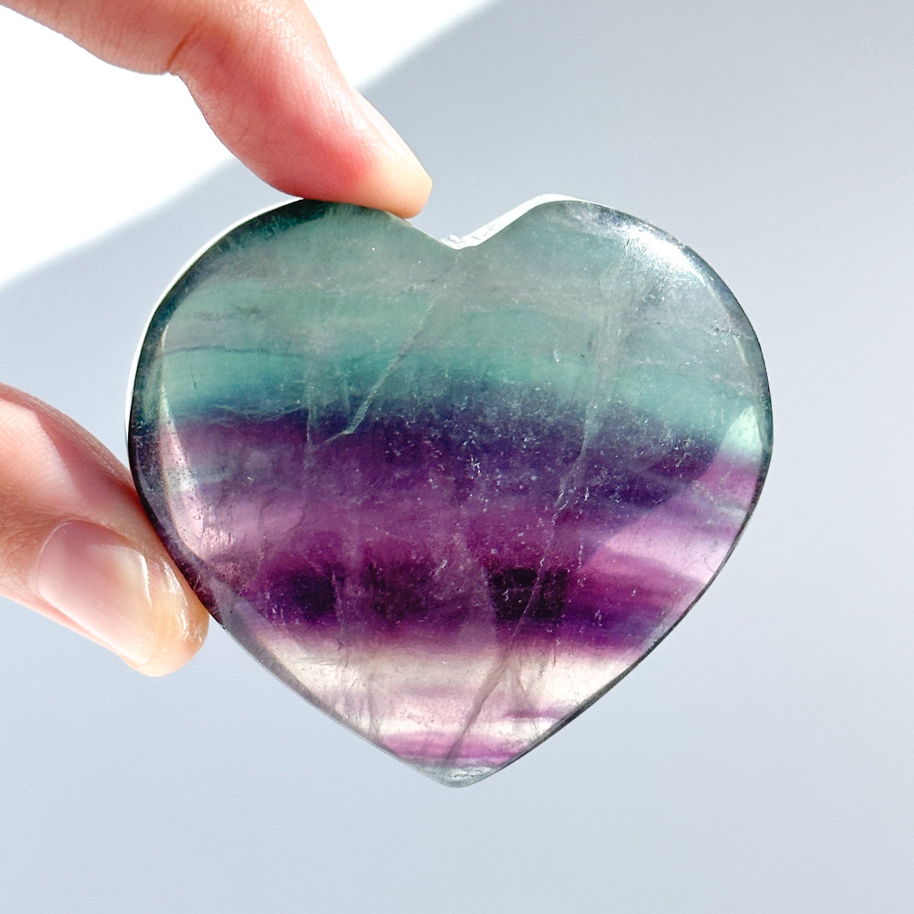 爆アレ❗️レインボー☆グリーンフローライト♡ハート♡ 蛍石パワーストーンA1318 レインボーフローライト ハート31◇ Rainbow Fluorite ◇天然石・鉱物