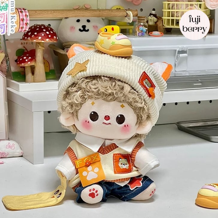 20cm ぬい服 着せ替え 黒 全身 ストリート ヘアバンド