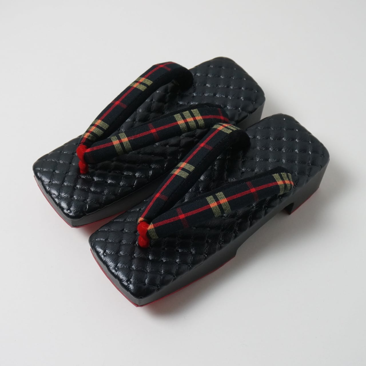 クッション下駄ブラック+鼻緒toitofabric