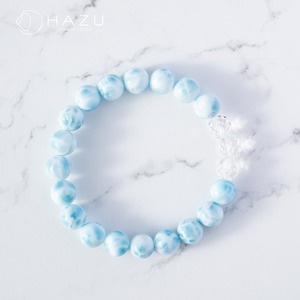 【1点もの】波模様はっきりラリマーブレス［ラリマー／水晶］