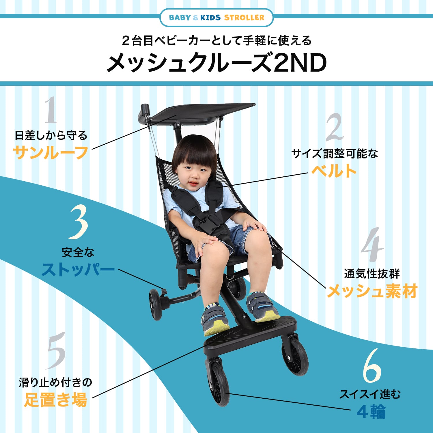 メッシュで涼しい！ 軽量折りたたみベビーカー | MRG JAPAN Direct