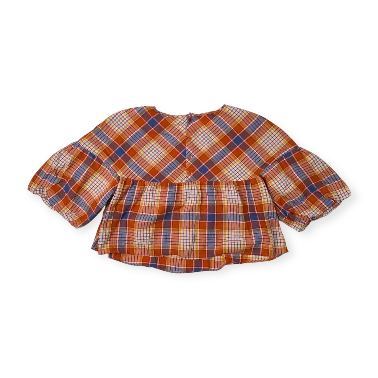 Jocomomola ホコモモラ チェック柄 半袖 チュニック シャツ ショート丈 サイズ 40 /レディース/マルチ