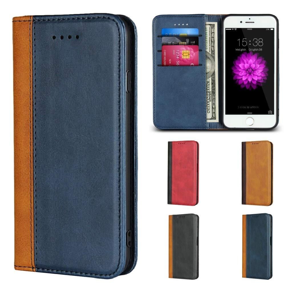 Pelanty for GRATINA KYV48 ケース手帳型 for Android One S6 携帯カバー 財布カード入れ 横置きスタンド機能 京セラ アンドロイドワンS6 スマホケース 内蔵マグネット 合成皮革TPU 耐衝撃 2色組合せ ブルー X ライトブラウン