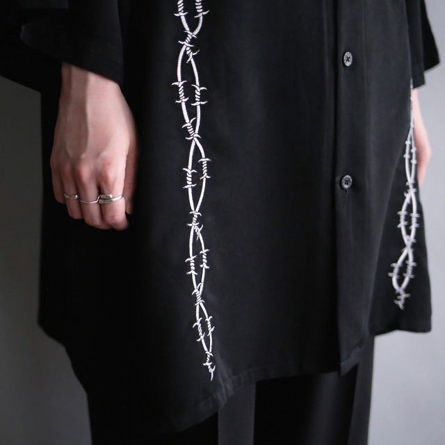 "棘” double cord embroidery XXXL h/s shirt