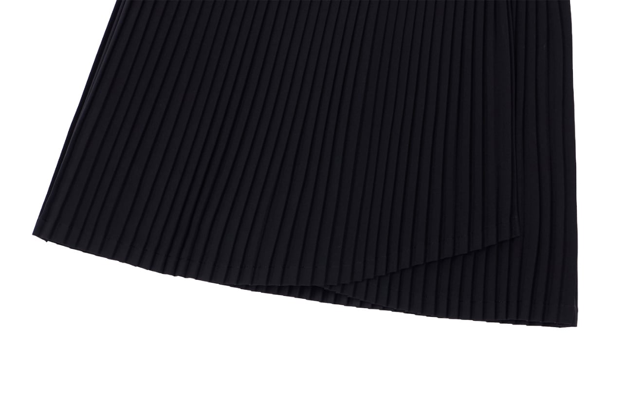 GOXO ゴーエックスオー メタルロゴラッププリーツスカート ブラック