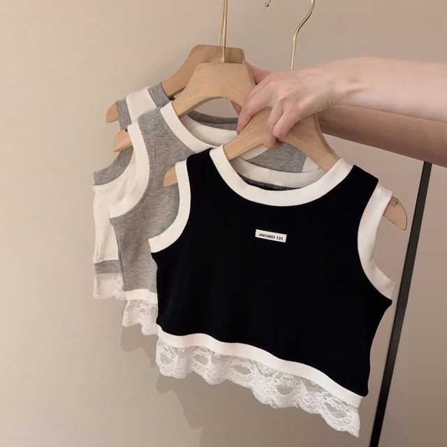 kidsレースロゴタンクトップ