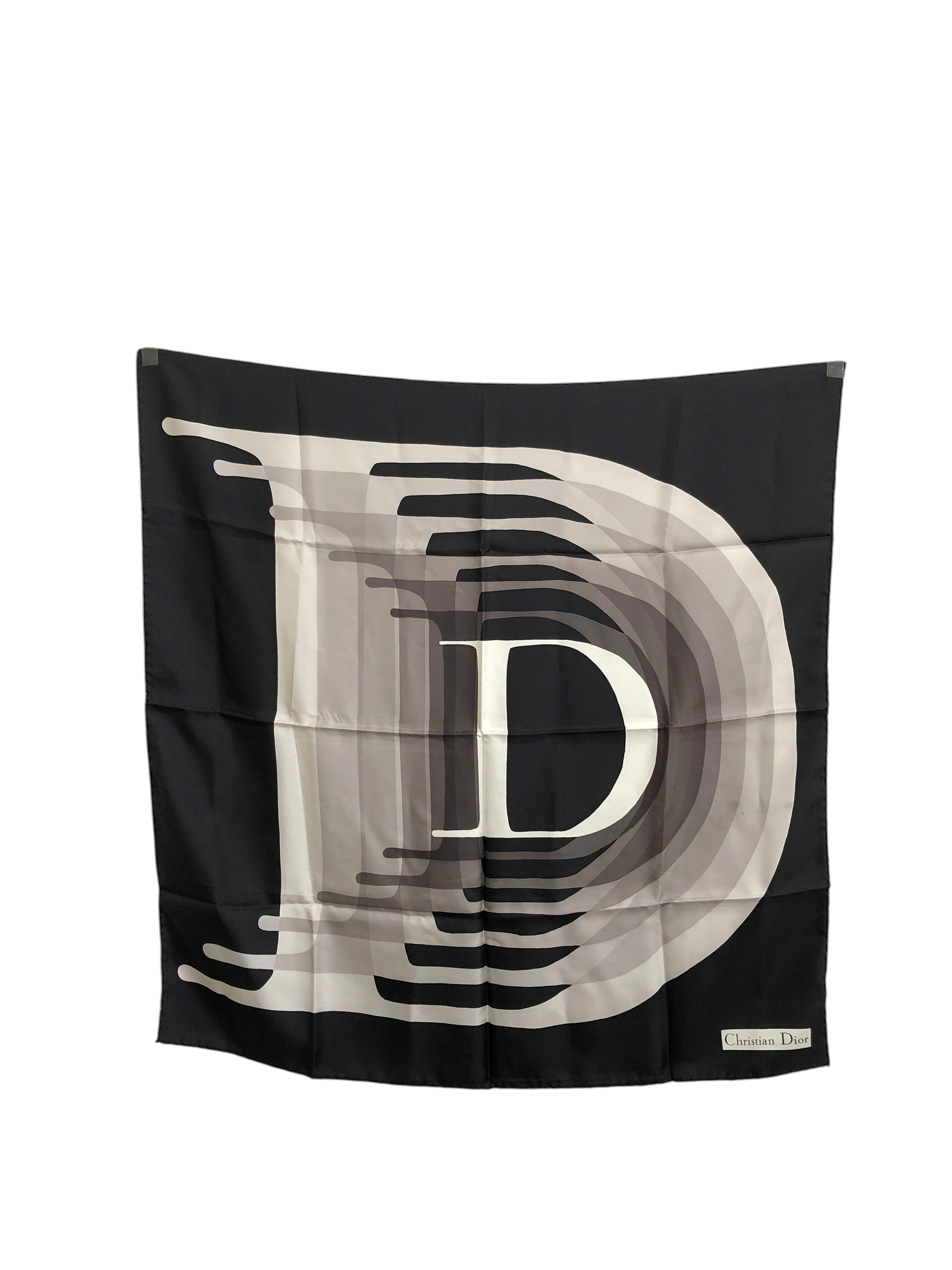 Christian Dior クリスチャン ディオール スカーフ ブラック Dロゴ シルク vintage ヴィンテージ オールド 6kfbyz