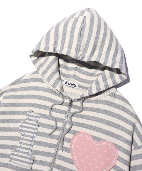 ☆IVE レイ 着用！！【YOUHEE】I LOVE APPLIQUE HOOD ZIP-UP MELANGE