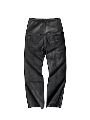 【CinderVein】Waxed Leather Panel Jeans