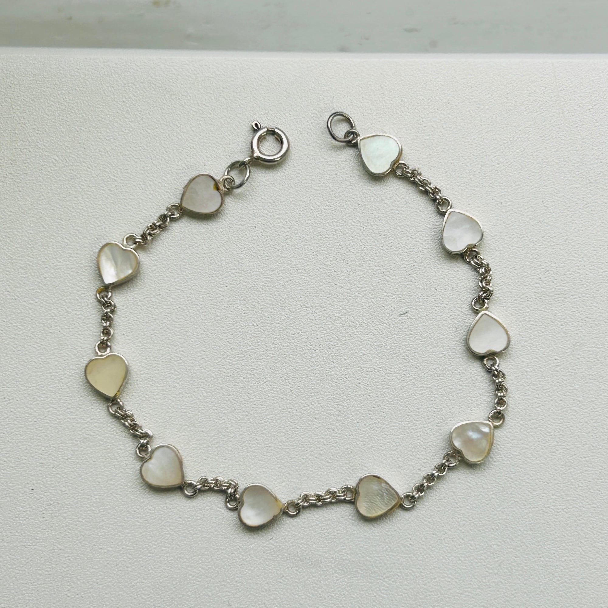 シルバー925 MOPシェルハートブレスレット（18.5cm） | Milo Antiques