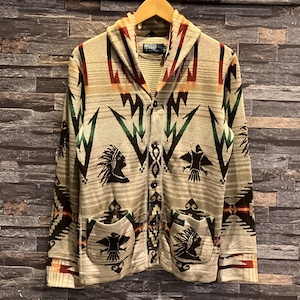 RALPH LAUREN NATIVE SHAWL SWEAT CARDIGAN