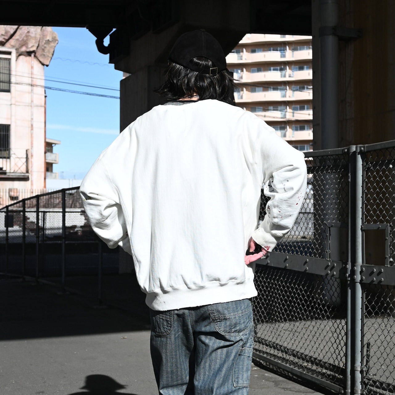 BOWWOW(バウワウ) AIRBORNE加工スウェット、40〜50年代ワークパンツコーディネート