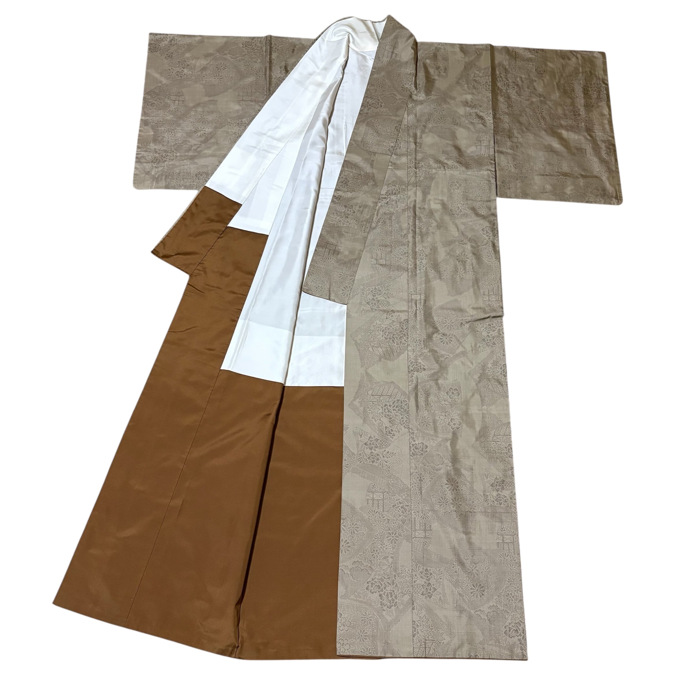 大島紬 着物リメイク ジャンパースカート 巾着スタイル 9マルキ 雲取り