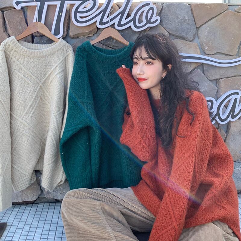 プルオーバー スプリングオータムスタンダードルーズセーター レトロ 春物 秋物 試着室72736145283