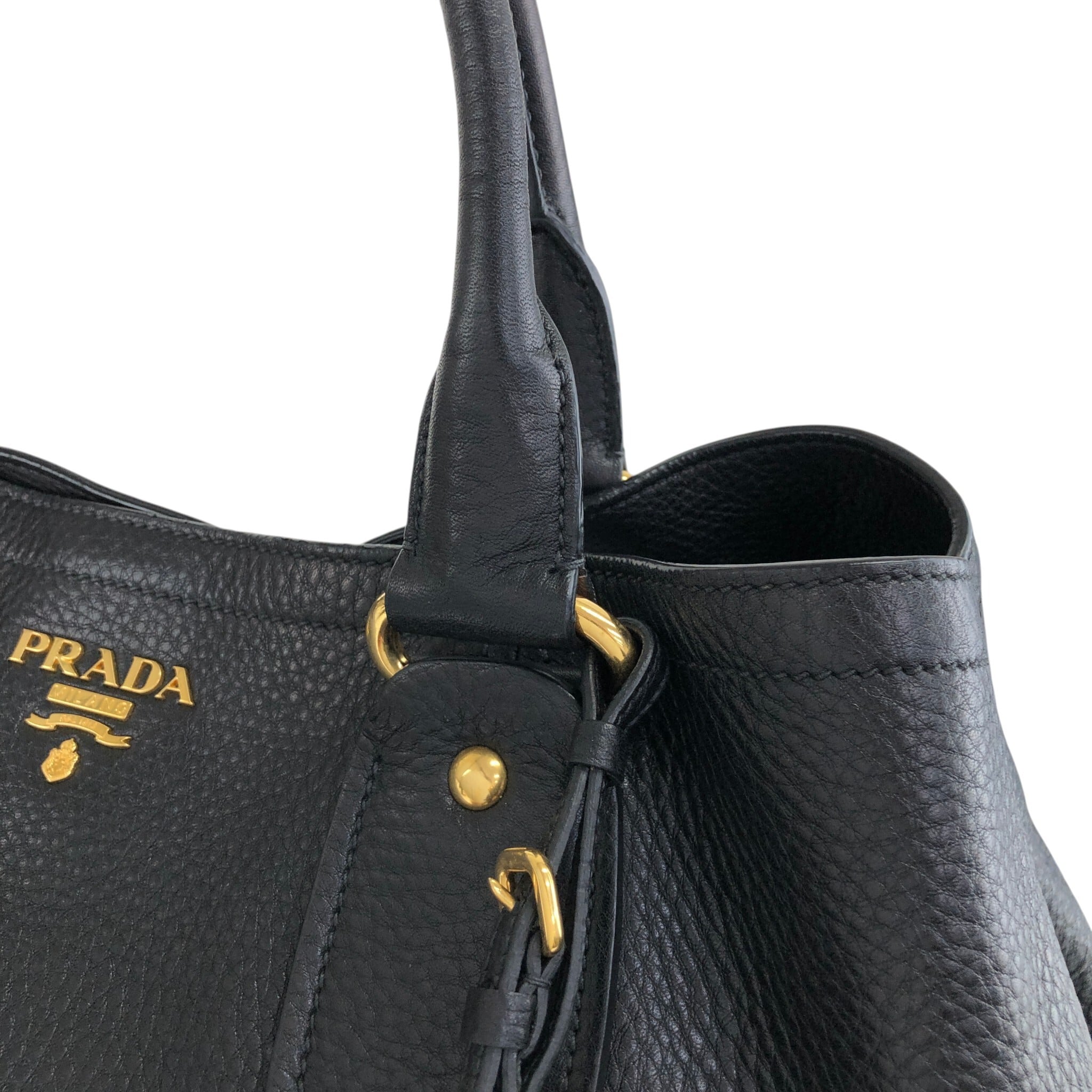 PRADA プラダ ショルダーバッグ ブラック ロゴ レザー 2way vintage