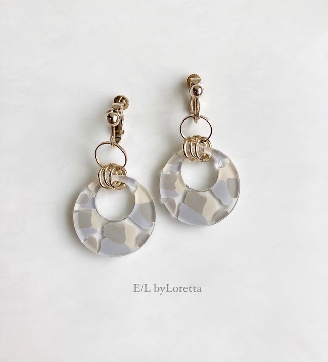 Art mix color w ring pierce/earring(Beige Mix) [cc]