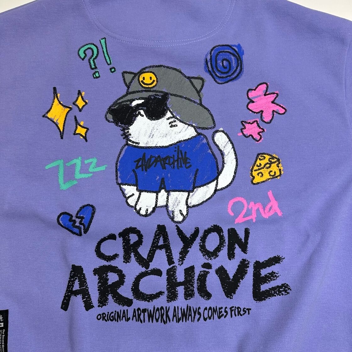 VT-01831-65】2ND ARCHIVE crayon Cat Long sleeve Back print 