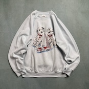 90s USA TULTEX ダルメシアン 犬 アニマル スウェット トレーナー ラグラン ライトブルー L 古着
