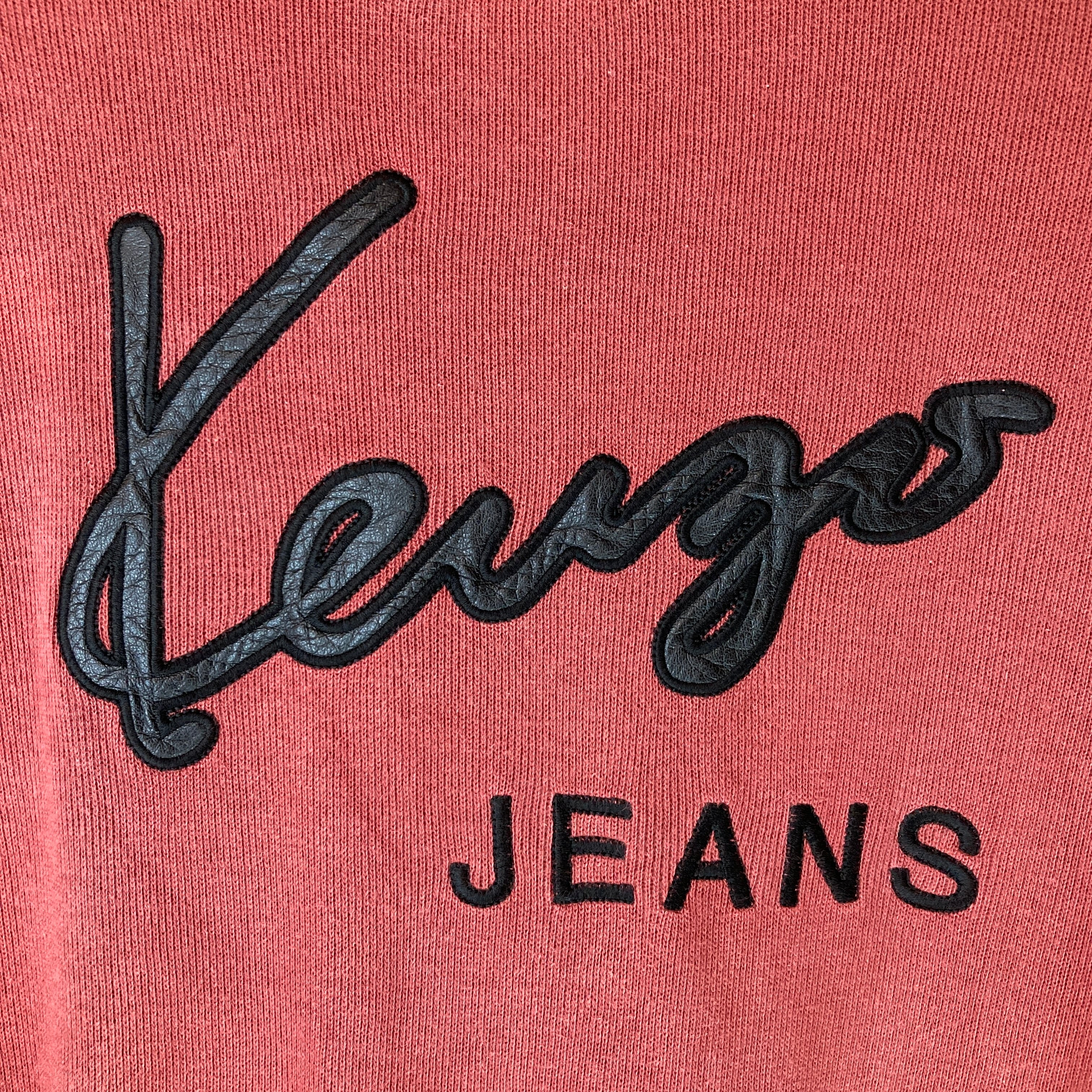 北斎タグ】90s KENZO JEANS レザー ビッグロゴ スウェット トレーナー