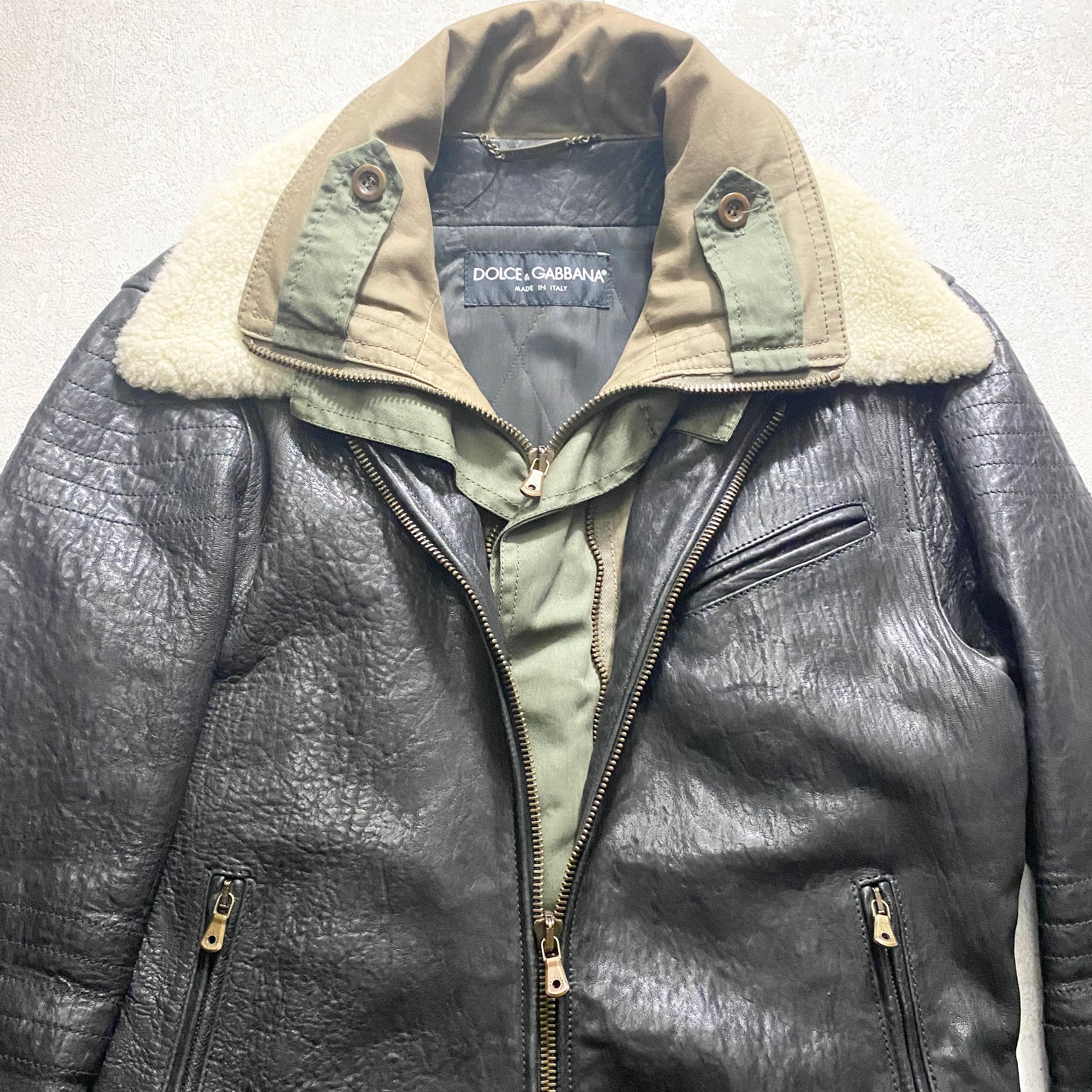 archive 2005AW DOLCE&GABBANA layered mouton riders jacket | NOIR 