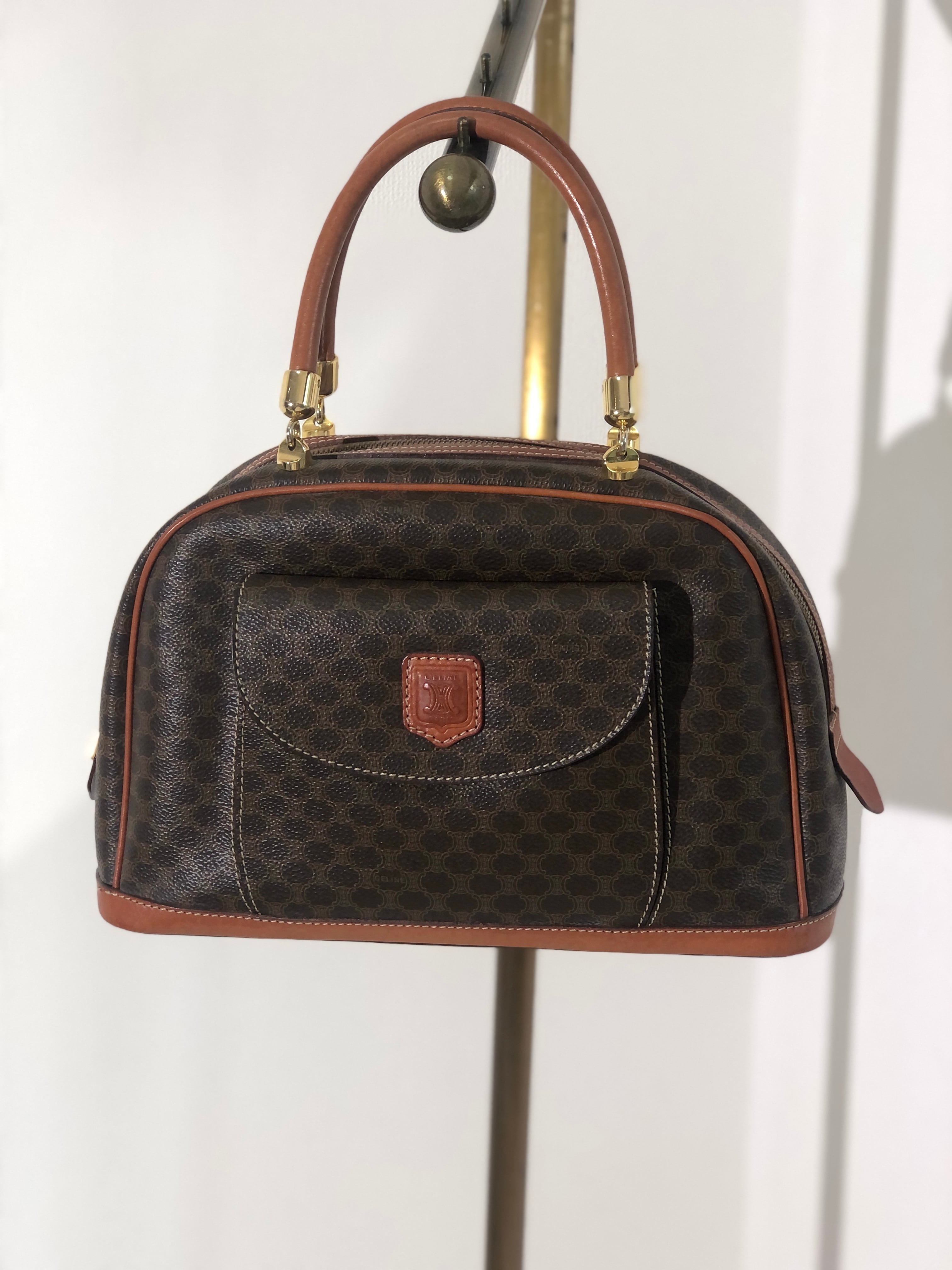 CELINE セリーヌ マカダム ブラゾン ハーフムーン ハンドバッグ ブラウン vintage ヴィンテージ オールドセリーヌ kdbz26 |  VintageShop solo powered by BASE