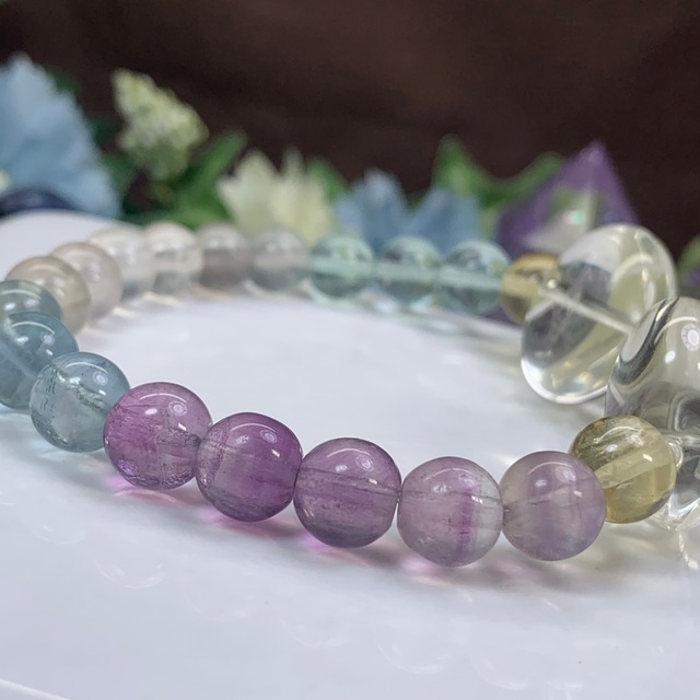 11. リボン風☆フローライト×シトリン デザインブレスレット