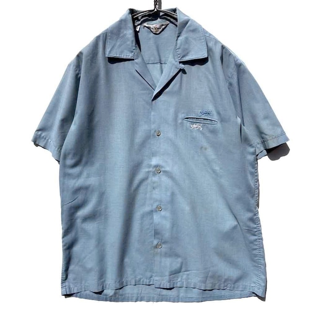 【Da Vinci - California】Vintage S/S Open Collar Shirt with Emblem Embroidery【1960s-】