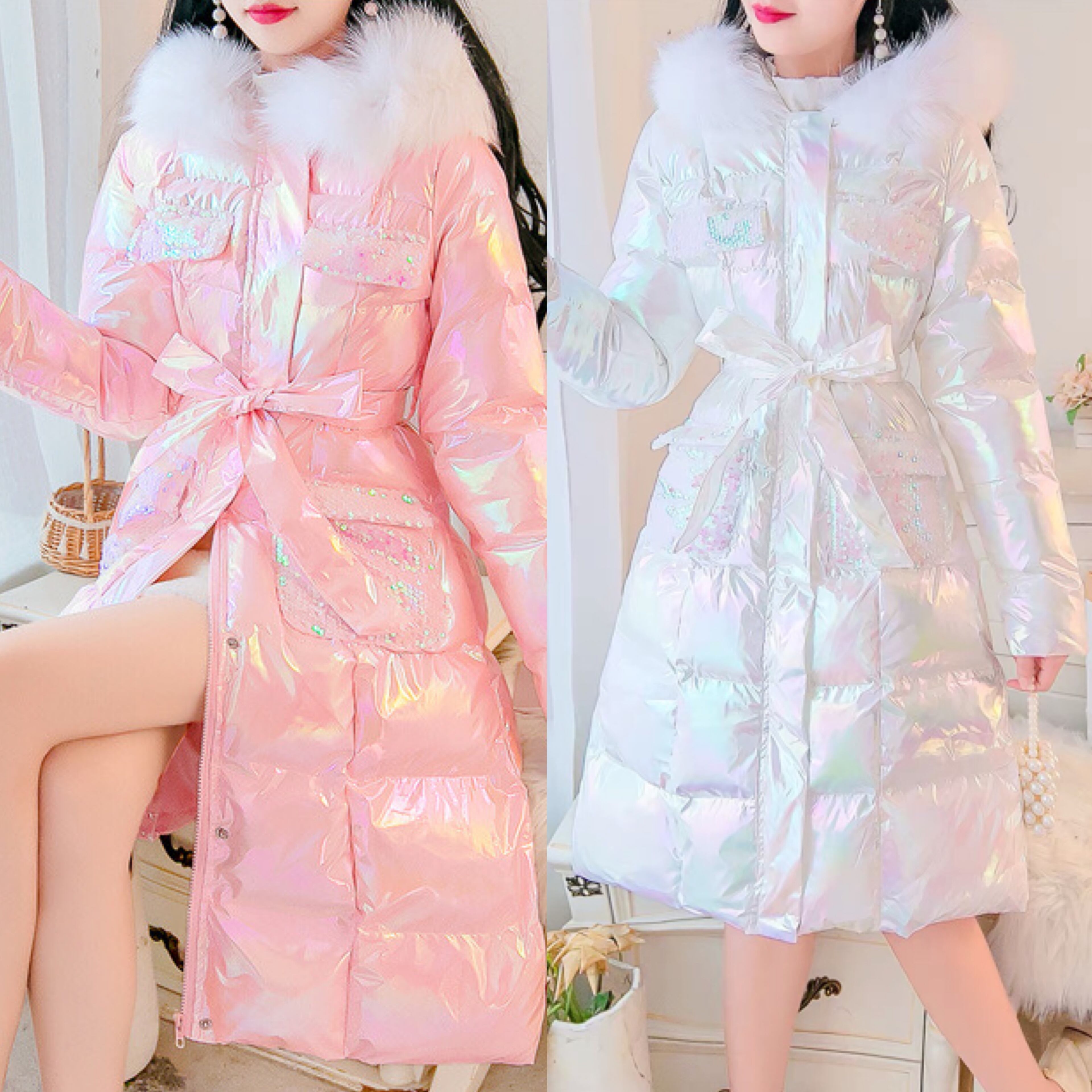 2カラー 】白 コート アウター ピンク 【3カラー】白 ピンク 赤 コート