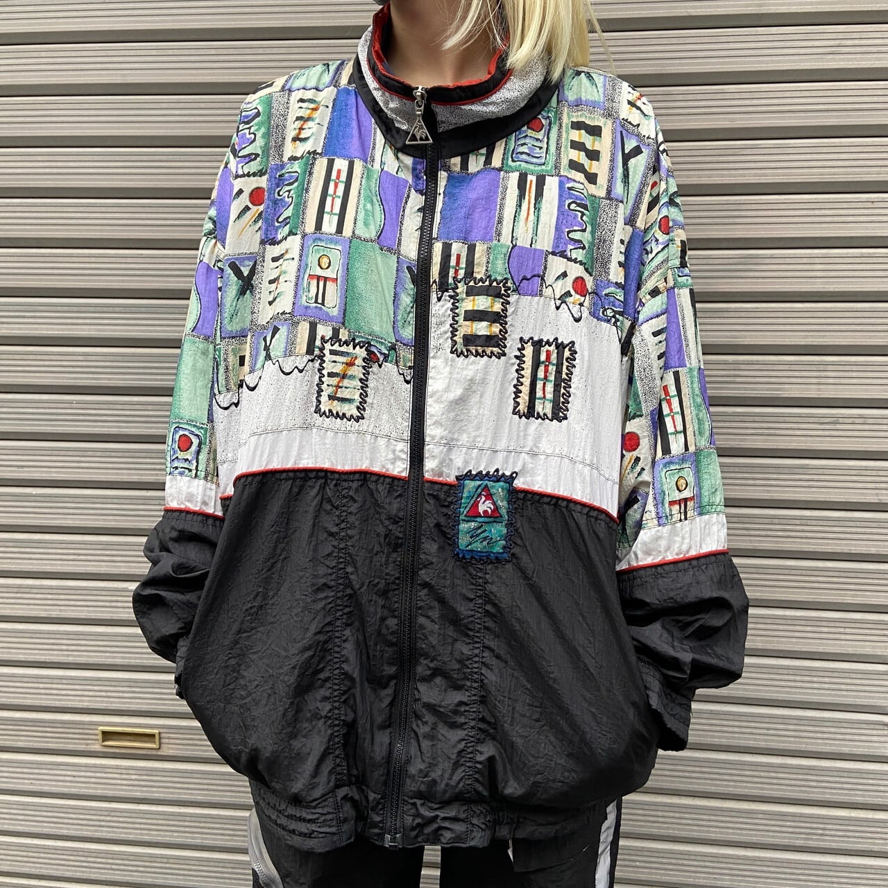 90年代 le coq sportif ルコック スポルティフ 柄切替 ナイロン  