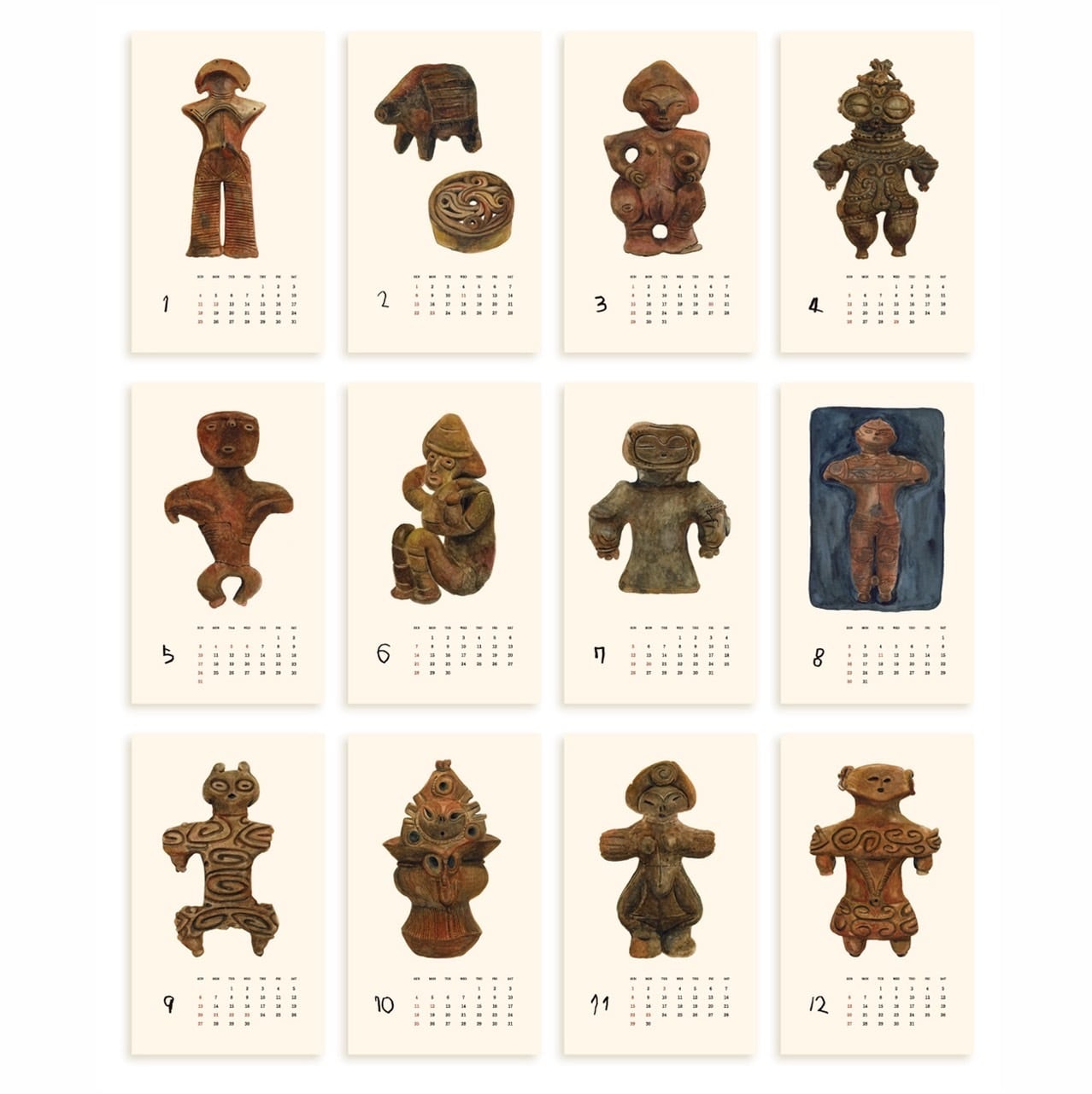 さとうゆかり 縄文土偶カレンダー 2026 | 木琴堂