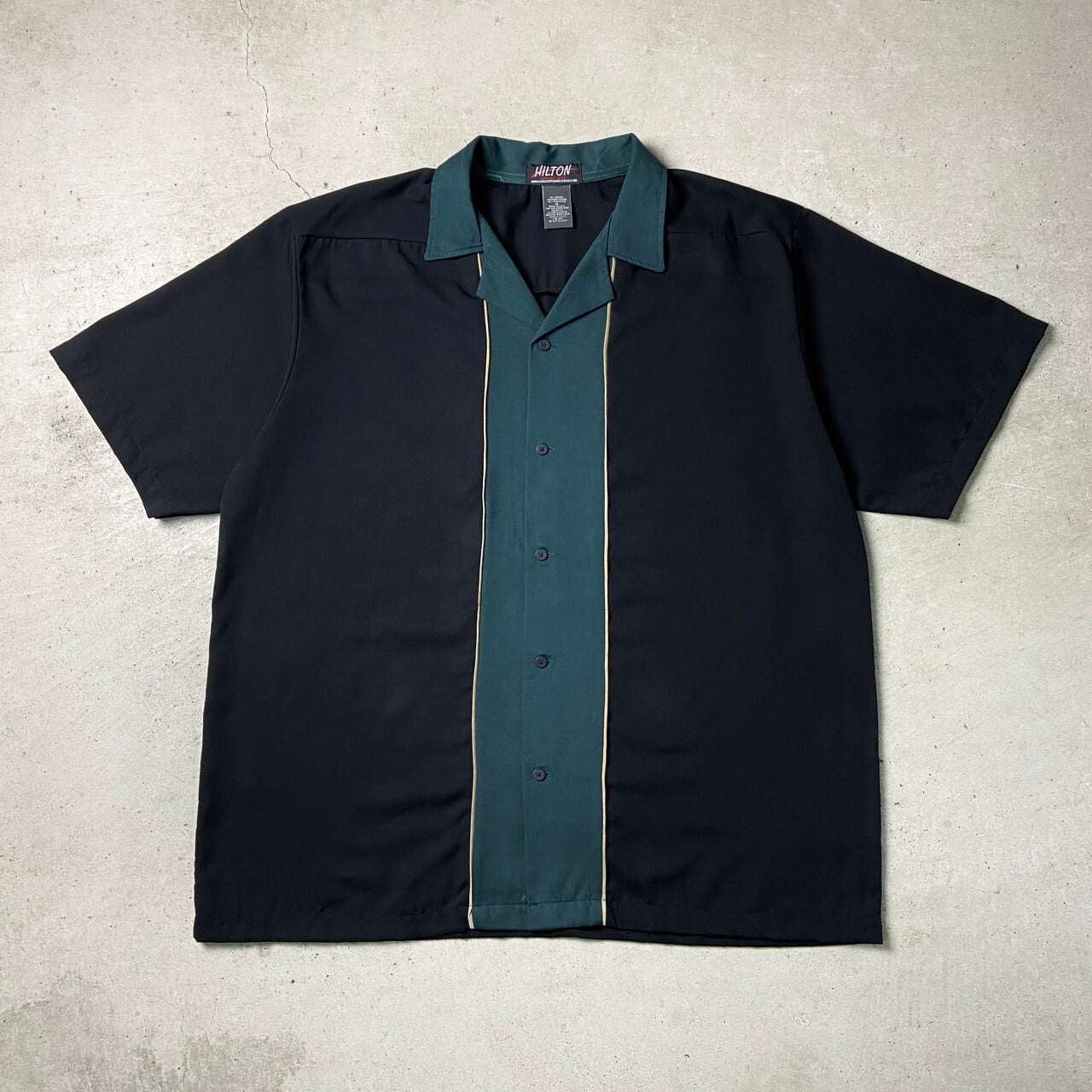 XL 古着 ヒルトン 半袖 ボウリング シャツ メンズ 00年代 グリーン XL 古着 ヒルトン 半袖 ボウリング シャツ メンズ 00年代 グリーン