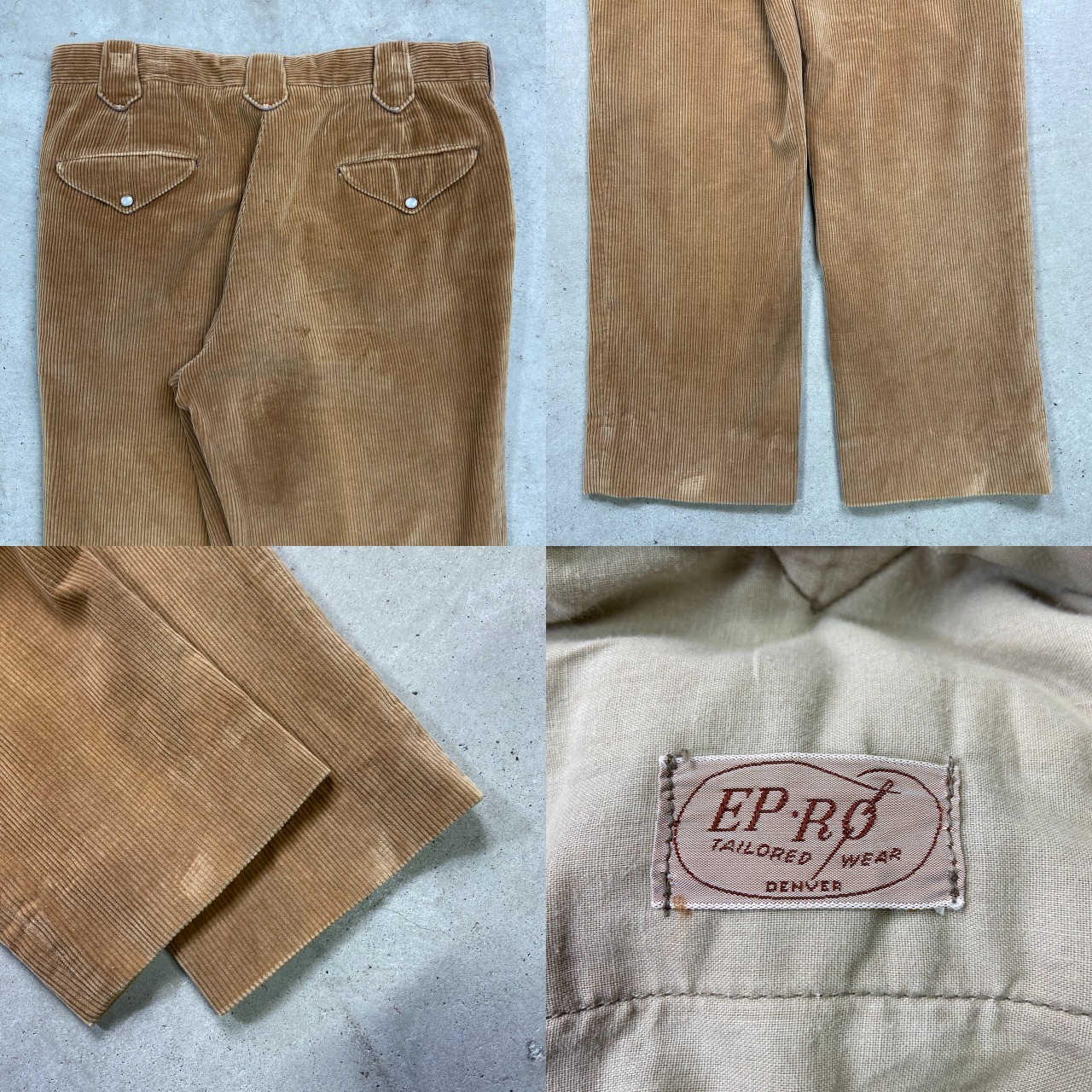 60年代 EP・RO コーデュロイパンツ ユーロ ワイド 太畝 メンズW34相当 