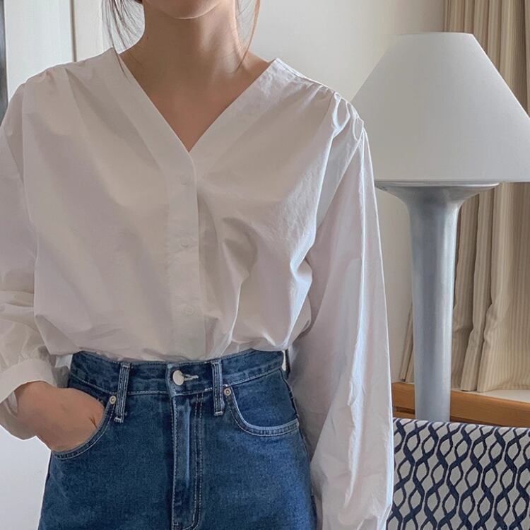 スキッパー ノーカラー ロングスリーブシャツ 1col N00152