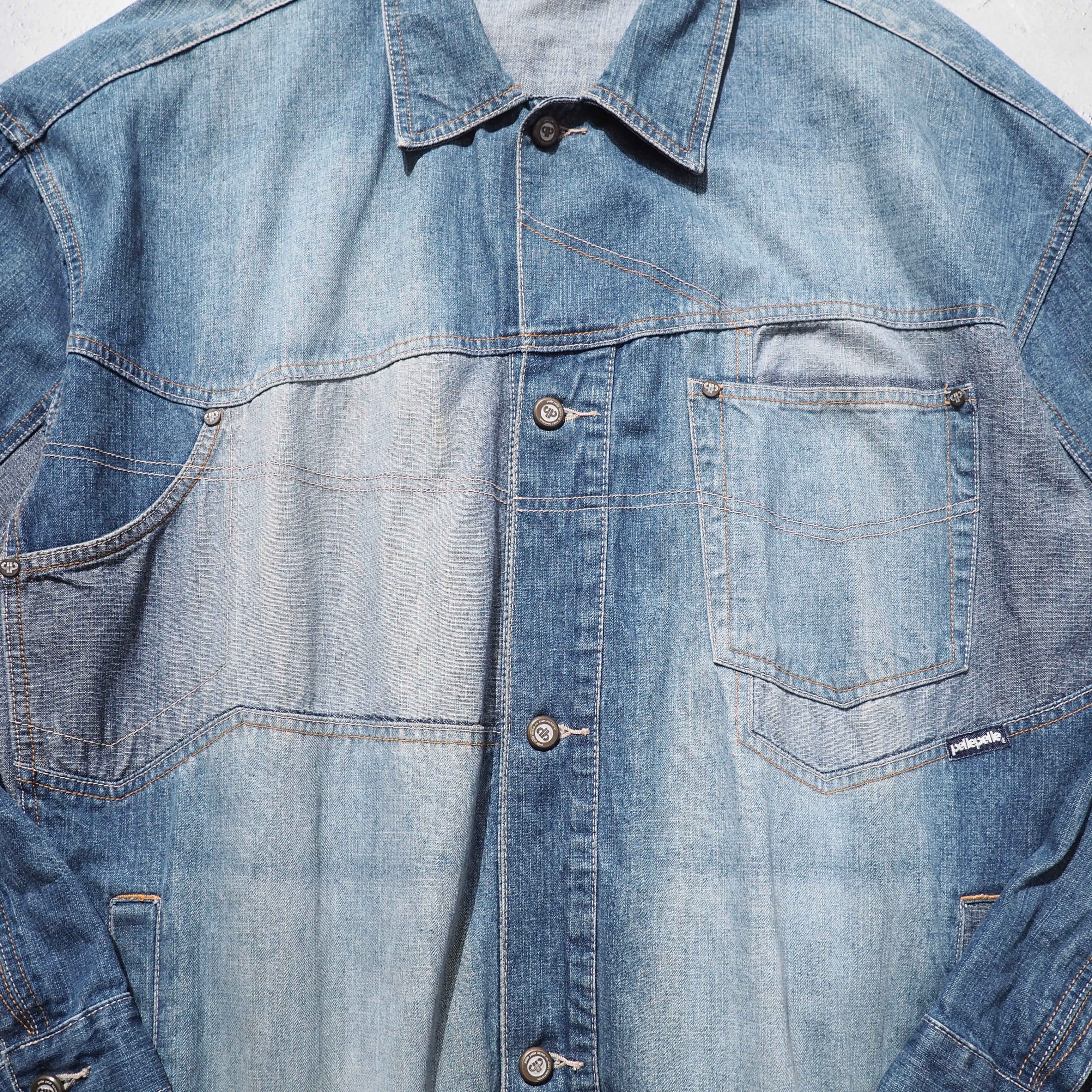 1990s " pellepelle " Special Rebuiling Over silhouette vintage Denim jacket