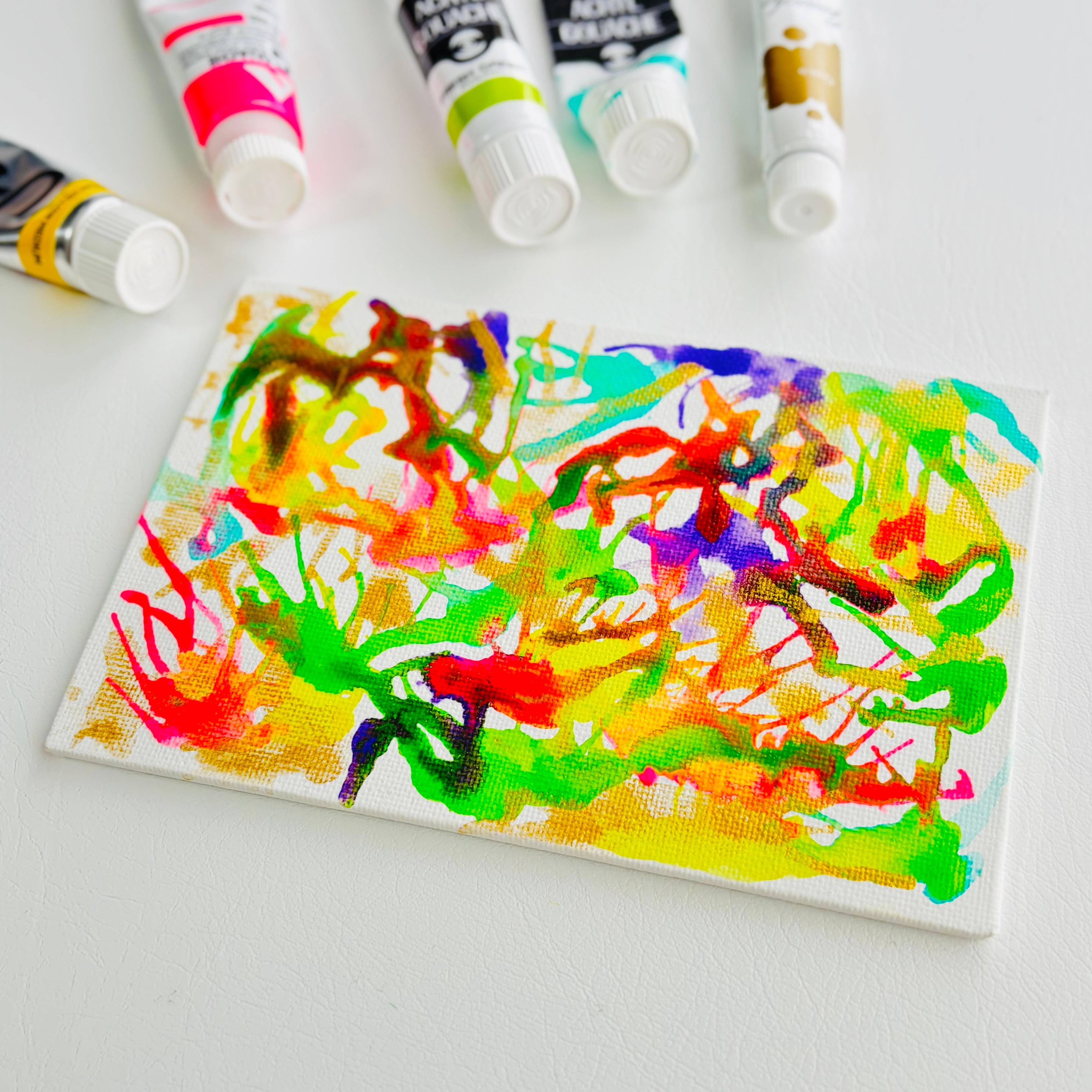 ハガキサイズ】ニュアンスカラー キャンバスアート カラフル アクリル