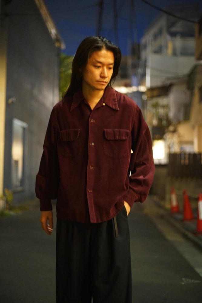 TOWNCRAFT] Vintage open collar corduroy shirt [1940s-] Vintage