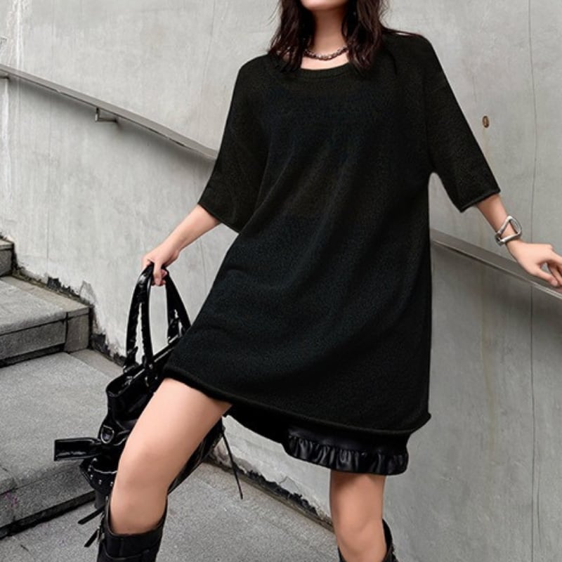 半袖 オーバーサイズ ヒップ丈 トップス 2color PU0498