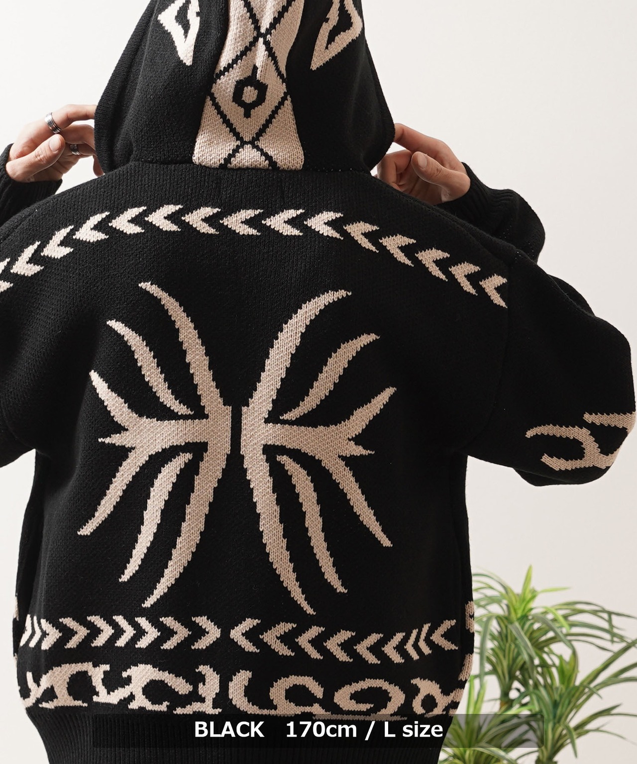 ◆Wジャガード ニットZIPパーカー◆lf-26004