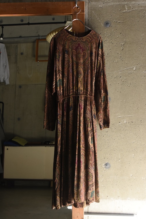 OK/80-90's "unknown" brown paisley rayon onepiece