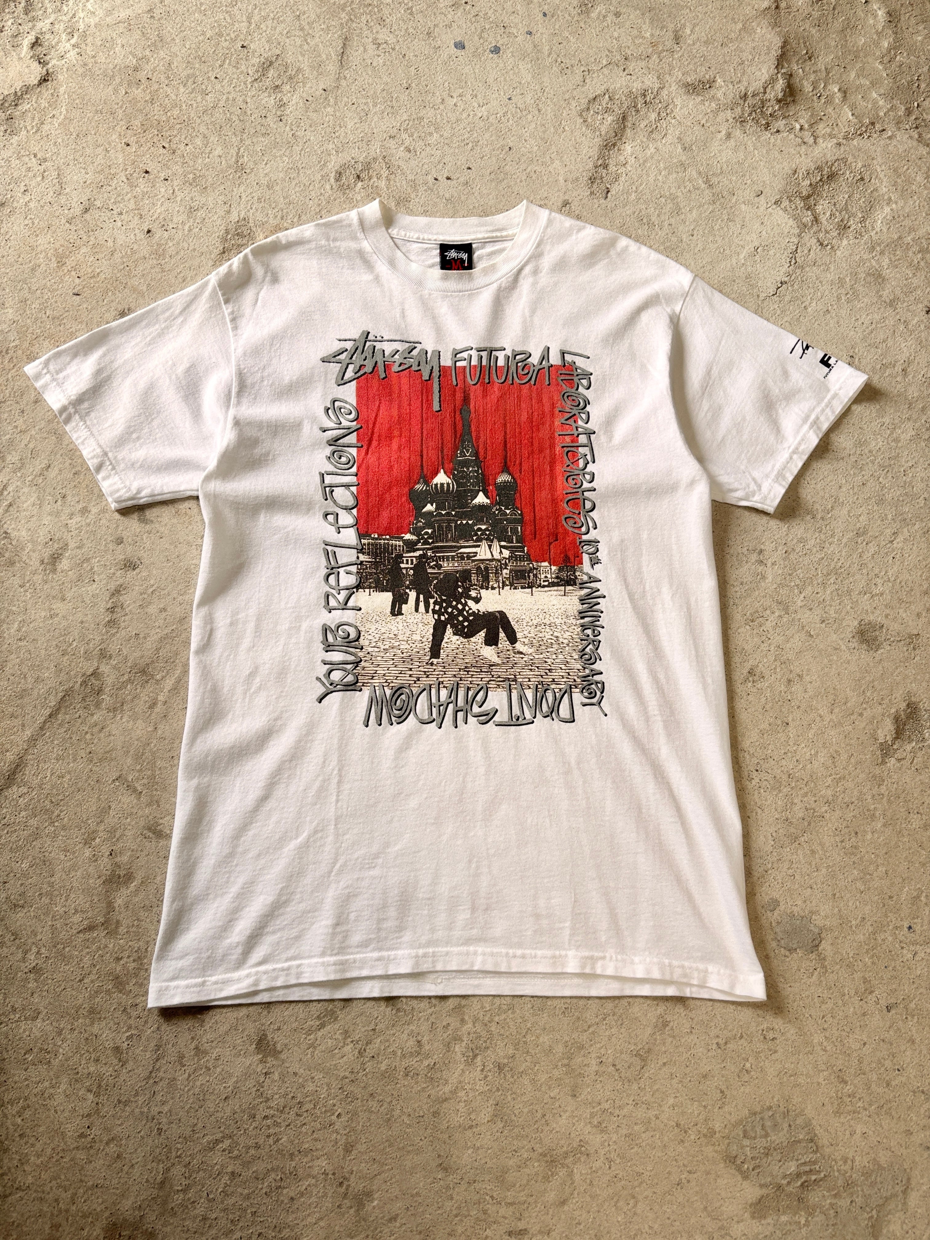 00s STUSSY × FUTURA/10th Anniversary Tee/M/10周年記念T/Tシャツ